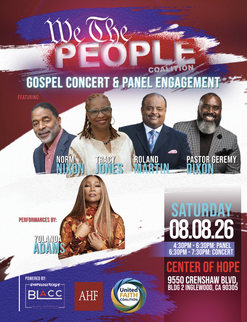 Featured image for “‘We the People’ Coalition Merges Faith & Politics to Engage Black Voters — L.A. Gospel Concert & Panel, Sat., Aug. 8th”
