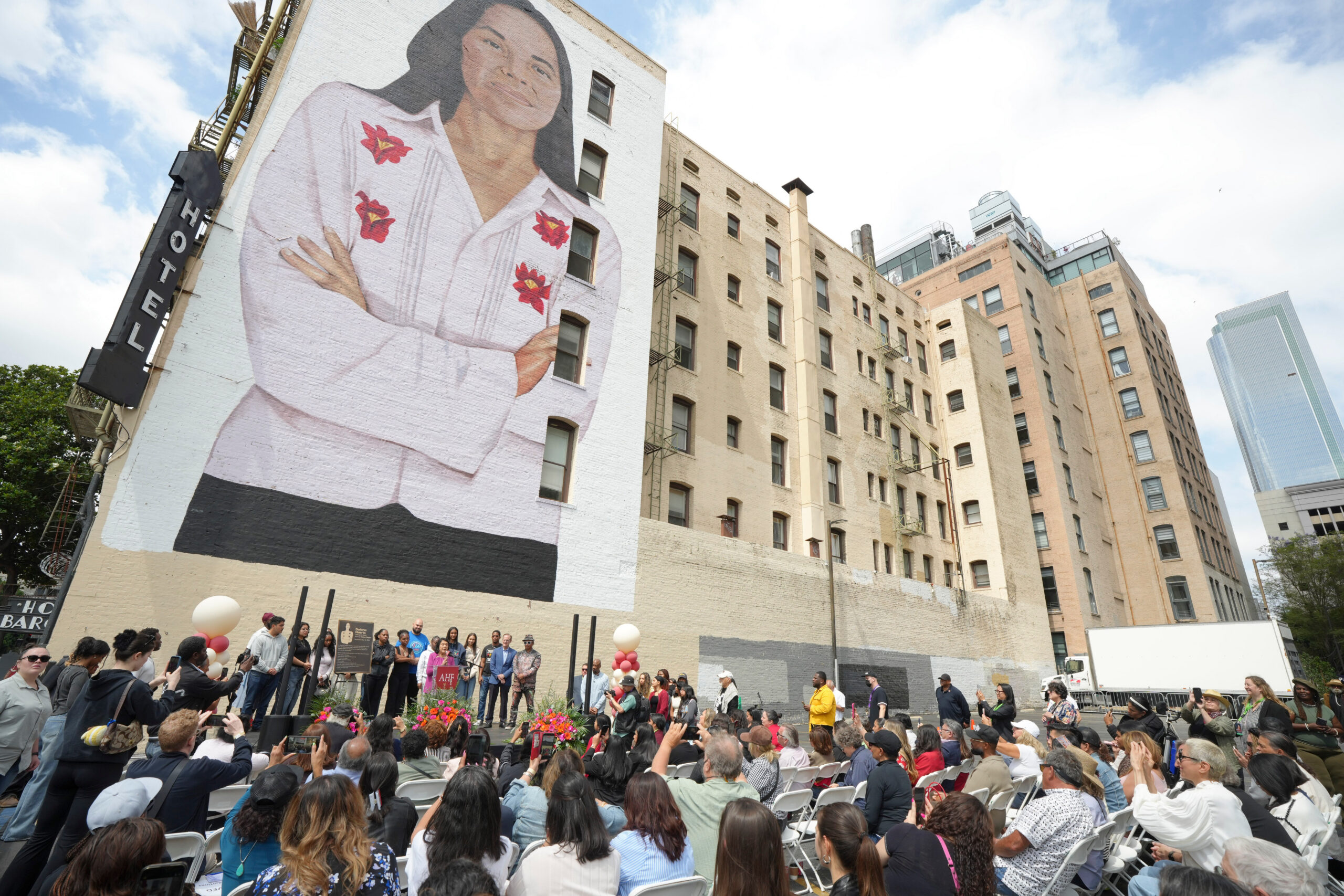 Featured image for “AHF Mourns Dolores Huerta; Invites Ofrendas at its DTLA Mural Honoring Her”